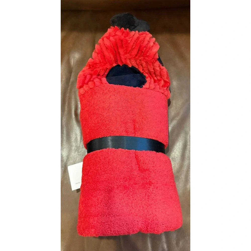 Swankie Blankie Minky Baby Ladybug Hooded Towel Red Plush Faux Fur Satin New